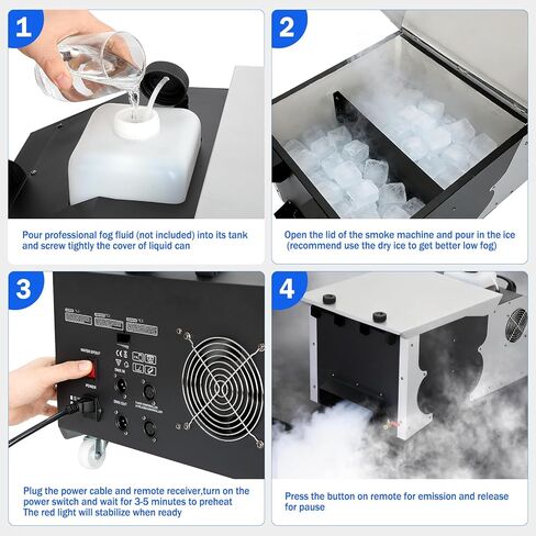 1500W Low Lying Fog Machine, Dry Ice Fog Machine Ground Fogger 30000 CFM with Remote & Wired Control, Indoor Outdoor Ground Fog Machine for Weddings, Halloween, Parties, DJ Stage in Kuwait
