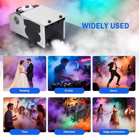 1500W Low Lying Fog Machine, Dry Ice Fog Machine Ground Fogger 30000 CFM with Remote & Wired Control, Indoor Outdoor Ground Fog Machine for Weddings, Halloween, Parties, DJ Stage in Kuwait
