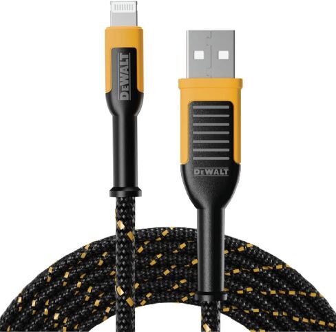 DEWALT Heavy Duty Lightning to USB A Cable — Reinforced Braided Cable for Lightning — Charger Cord Compatible with iPhone — Apple Compatible Charging Cable… (USB A to Lightning, 4FT) in Saudi Arabia