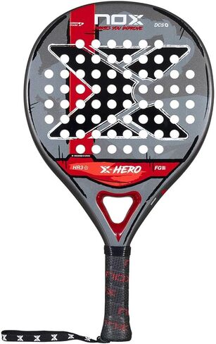 NOX Padel Racket X-Hero 2026 | Round Shape Pala Padel for Beginners & Intermediate Players | Carbon Frame, 3K Fiber Glass Face, HR3 White Eva Core | DCS Stability, Lightweight Agility & Gloss Surface in Kuwait