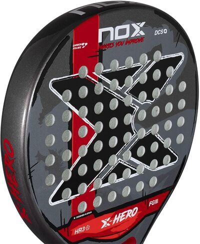 NOX Padel Racket X-Hero 2026 | Round Shape Pala Padel for Beginners & Intermediate Players | Carbon Frame, 3K Fiber Glass Face, HR3 White Eva Core | DCS Stability, Lightweight Agility & Gloss Surface in Kuwait