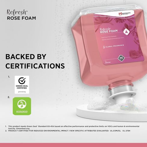 SC Johnson Professional Refresh Rose FOAM, Foam Hand Wash, Foaming Hand Soap, 1 Liter Cartridge, 2 Count, for Professional Use Only in Kuwait