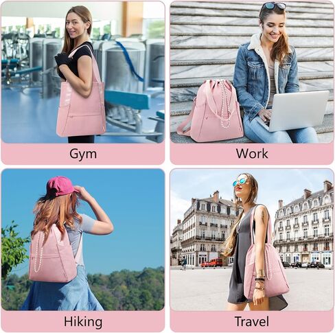 Drawstring Gym Backpack with Wet Pocket, Gym Bag for Women Men, Water Resistant Travel Tote Bags for Women, Drawstring Sports Bag for Beach Swim Travel Workout, Beige in Kuwait