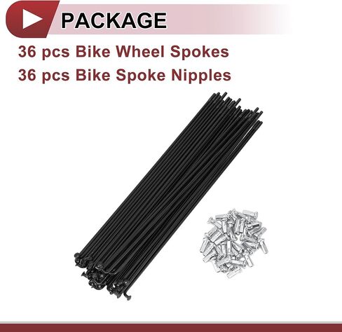 36 Set 12G Bicycle Spokes 207mm Bike Wheel Spokes 45 Steel Black in Saudi Arabia