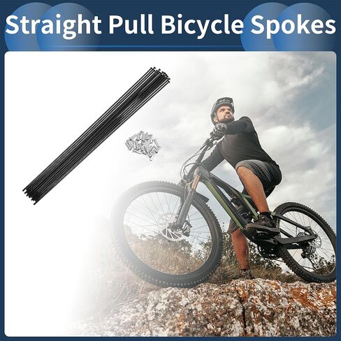 Motoforti 20 Set 14G Straight Pull Bicycle Spokes 255mm Straight Pull Bike Wheel Spokes Carbon Steel Black in Saudi Arabia