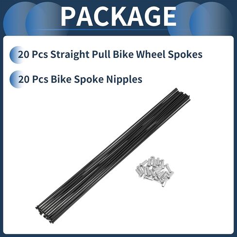 Motoforti 20 Set 14G Straight Pull Bicycle Spokes 255mm Straight Pull Bike Wheel Spokes Carbon Steel Black in Saudi Arabia