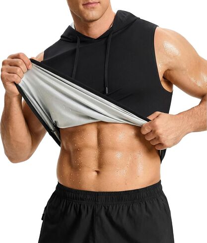 Junlan Sauna Suit for Men - Workout Hoodies for Men Sauna Shirt Gym Shirts Sweat Vest Tank Top in Kuwait