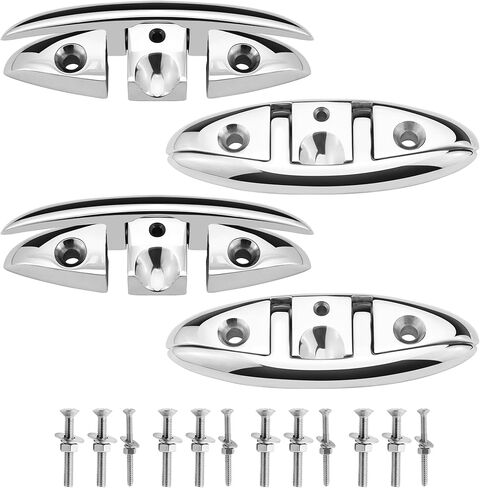 SHENGHUISS 5 Inch Boat Flip Up Cleat Deck Folding Flush Dock Mount Cleat Mooring Rope Stainless Steel 316 w/Fasteners in Saudi Arabia