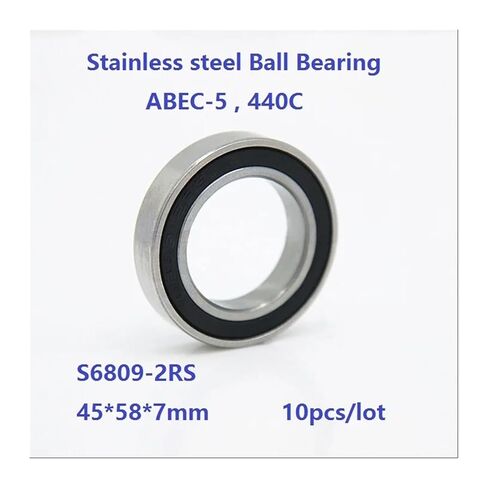 10pcs/lot S6809-2RS S6809RS 45 * 58 7mm Double Rubber Cover ABEC-5 Stainless Steel Thin Deep Groove Ball Bearing 45×58×7mm in Saudi Arabia