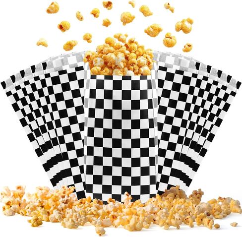 100 Pcs Paper Popcorn Bags Individual Servings small popcorn bags for Party Disposable Snack Candy Movie Nights Pop Corn Bags (Light Pink White) in Kuwait