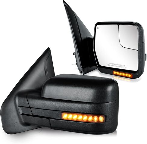 Side Mirrors for 2004-2014 Ford F-150 with Dynamic Turn Signal Puddle Light Heated Power Glass Manual Folding Tow Mirrors- Pair in Kuwait