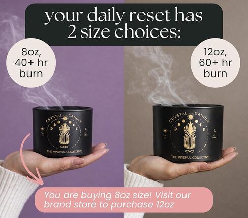 شمعة كريستال سوداء للنساء - شمعة فتيل خشبية بوزن 8 أونصة تتشقق بشمع الصويا الطبيعي. حرق بطيء فاخر، للتأمل. يشتمل على كريستالات الجمشت والكوارتز الدخاني in Kuwait