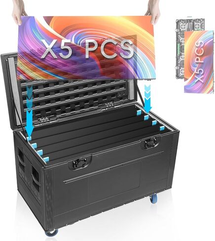 LED Display Screen Transport Road Case for Holds 5 PCS Screens Video Wall Panel Flight Plastic Case Huge Heavy Duty Rolling Storage Box for Stage Event Equipment with Wheels and Secure Locking in Saudi Arabia