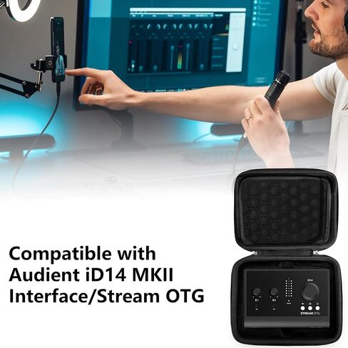 حقيبة حمل واجهة الصوت، متوافقة مع واجهة Audient iD14 MKII/بطانة ناعمة OTG مع ملاءمة أخدود، جيب شبكي للكابلات والملحقات، مثالية لتسجيل الاستوديو واستخدام السفر in Saudi Arabia