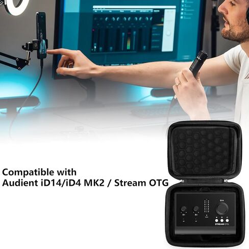 حقيبة حمل واجهة الصوت، متوافقة مع واجهة Audient iD14 MKII/بطانة ناعمة OTG مع ملاءمة أخدود، جيب شبكي للكابلات والملحقات، مثالية لتسجيل الاستوديو واستخدام السفر in Saudi Arabia