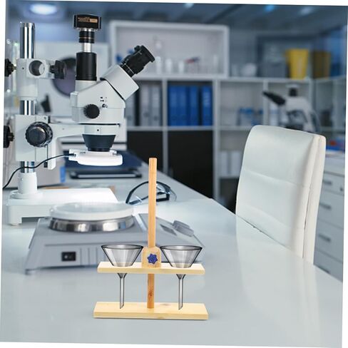 Sosoport Dual Wooden Laboratory Funnel Stand Stable Base Chemistry Experimental Apparatus Teaching Equipment for Glass Funnels and Scientific Supplies Random Color in Saudi Arabia