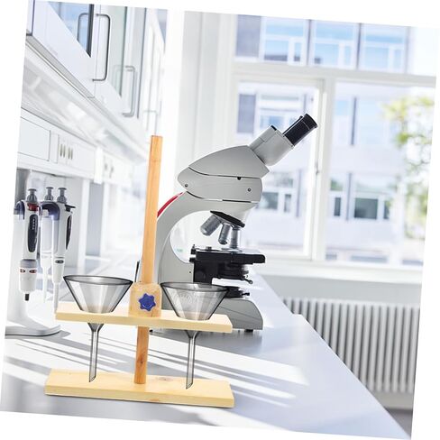 Sosoport Dual Wooden Laboratory Funnel Stand Stable Base Chemistry Experimental Apparatus Teaching Equipment for Glass Funnels and Scientific Supplies Random Color in Saudi Arabia