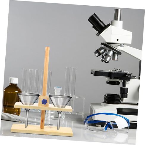 Sosoport Dual Wooden Laboratory Funnel Stand Stable Base Chemistry Experimental Apparatus Teaching Equipment for Glass Funnels and Scientific Supplies Random Color in Saudi Arabia