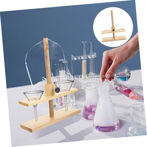Dual Wooden Funnel Stand for Laboratory Science Equipment Stable Support for Chemistry Experiments and Teaching Supplies Suitable for School and Industrial Use Random Color in Saudi Arabia