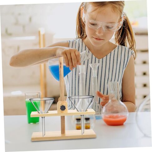 Dual Wooden Funnel Stand for Laboratory Science Equipment Stable Support for Chemistry Experiments and Teaching Supplies Suitable for School and Industrial Use Random Color in Saudi Arabia