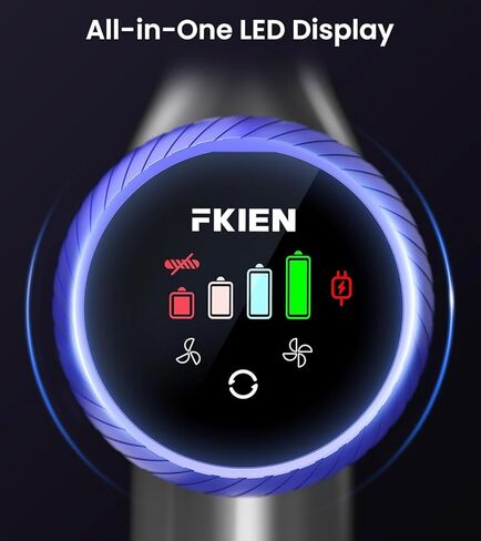 مكنسة كهربائية لاسلكية، 550 وات 45 كيلو باسكال 65 دقيقة مكانس كهربائية للمنزل مع شاشة LED، مكنسة كهربائية قائمة بذاتها مع فرشاة مضادة للتشابك، مكنسة كهربائية قابلة لإعادة الشحن لشعر الحيوانات الأليفة/السجاد/الأرضية in Saudi Arabia