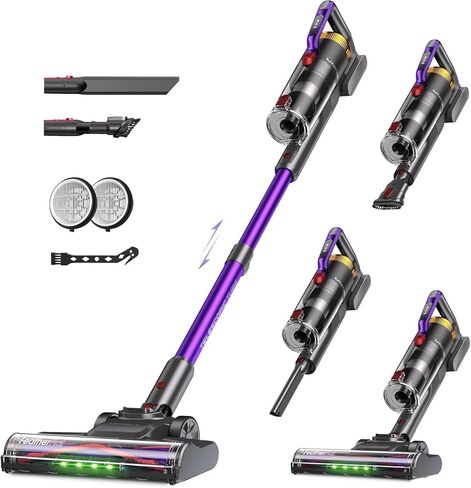 مكنسة كهربائية لاسلكية UNINELL HOME UV2، 48000Pa/550W مكنسة كهربائية للمنزل، مكنسة كهربائية خفيفة الوزن مع وقت تشغيل 65 دقيقة، قائمة بذاتها وشحن على الحائط، مكنسة كهربائية مقاومة للتشابك لشعر الحيوانات الأليفة in Kuwait
