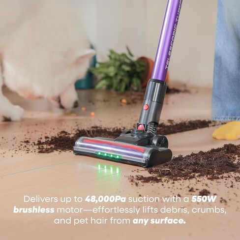 مكنسة كهربائية لاسلكية UNINELL HOME UV2، 48000Pa/550W مكنسة كهربائية للمنزل، مكنسة كهربائية خفيفة الوزن مع وقت تشغيل 65 دقيقة، قائمة بذاتها وشحن على الحائط، مكنسة كهربائية مقاومة للتشابك لشعر الحيوانات الأليفة in Kuwait