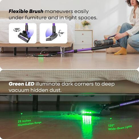 مكنسة كهربائية لاسلكية UNINELL HOME UV2، 48000Pa/550W مكنسة كهربائية للمنزل، مكنسة كهربائية خفيفة الوزن مع وقت تشغيل 65 دقيقة، قائمة بذاتها وشحن على الحائط، مكنسة كهربائية مقاومة للتشابك لشعر الحيوانات الأليفة in Kuwait