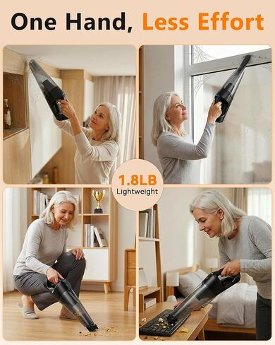 PowerSpeed CleanView Handheld Vacuum Cordless - 16000Pa Strong Suction Portable 15-Minute Cleans 120㎡ Room Fast - 1000mL Dust Cup One-Touch Emptying No Mess - for Debris Pet Hair Long Hair Crevices in Kuwait