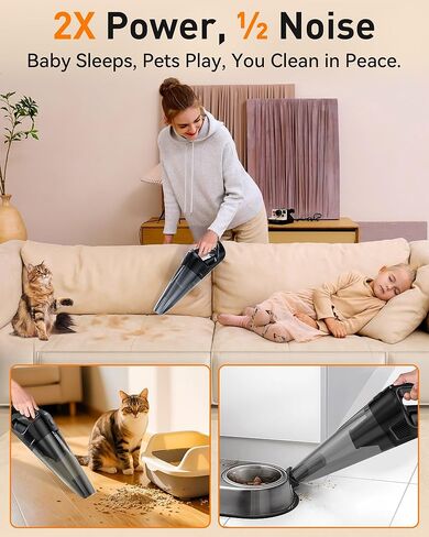 PowerSpeed CleanView Handheld Vacuum Cordless - 16000Pa Strong Suction Portable 15-Minute Cleans 120㎡ Room Fast - 1000mL Dust Cup One-Touch Emptying No Mess - for Debris Pet Hair Long Hair Crevices in Kuwait