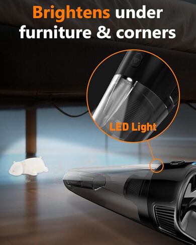 PowerSpeed CleanView Handheld Vacuum Cordless - 16000Pa Strong Suction Portable 15-Minute Cleans 120㎡ Room Fast - 1000mL Dust Cup One-Touch Emptying No Mess - for Debris Pet Hair Long Hair Crevices in Kuwait