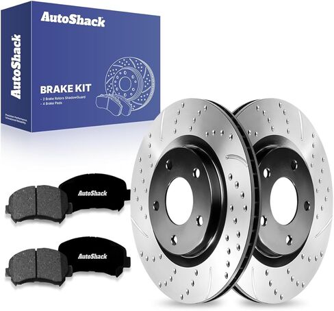 Autoshack Front Brake Kit Replace for 2008-2013 Nissan Rogue 2014-2015 Rogue Select 2.5L AWD FWD DISC BRAKE ROTORS مع منصات الفرامل السيرامية 11.7 "(295.8 مم) RSCD41514-41514-1338-2-4 in Saudi Arabia