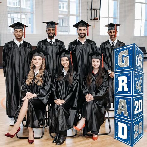 2025 Graduation Decorations Blue and Gold Balloon Boxes Class of 2025 Decor with "GRAD" and"CLASS OF 2025" Letters Grad Boxs for High School and College Graduation Announcements in Kuwait