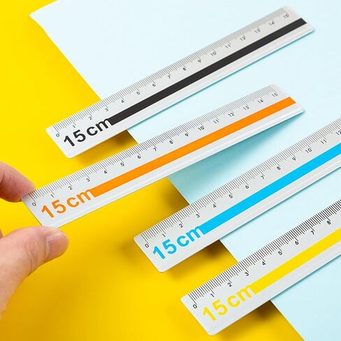 Set of 2 15cm Professional Aluminum Straight Ruler with High Contrast Marking for Architects Artists Engineers Edges Aluminum Ruler in Saudi Arabia