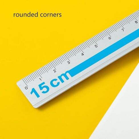 Set of 2 15cm Professional Aluminum Straight Ruler with High Contrast Marking for Architects Artists Engineers Edges Aluminum Ruler in Saudi Arabia