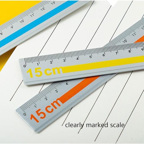 Set of 2 15cm Professional Aluminum Straight Ruler with High Contrast Marking for Architects Artists Engineers Edges Aluminum Ruler in Saudi Arabia