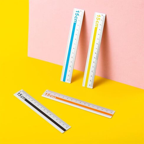 Set of 2 15cm Professional Aluminum Straight Ruler with High Contrast Marking for Architects Artists Engineers Edges Aluminum Ruler in Saudi Arabia