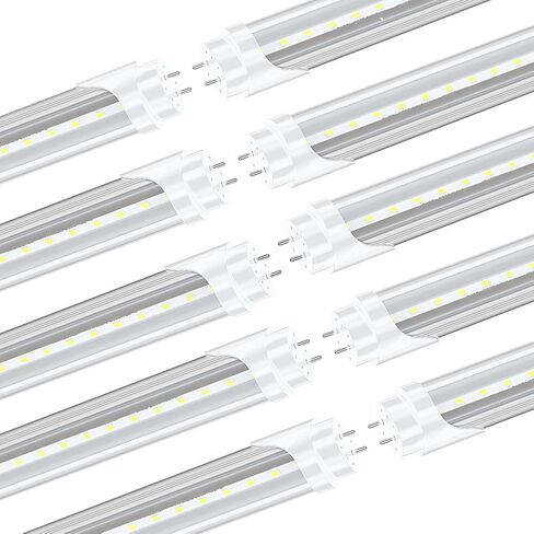 10-Pack, T8 LED Shop Light Tube, 4ft, 22W (60W CFL Equivalent), 4000K (Daylight), 85-265VAC, Double-Ended Power, Bypass Ballast, Clear Cover, G13 Lighting Fixtures in Saudi Arabia