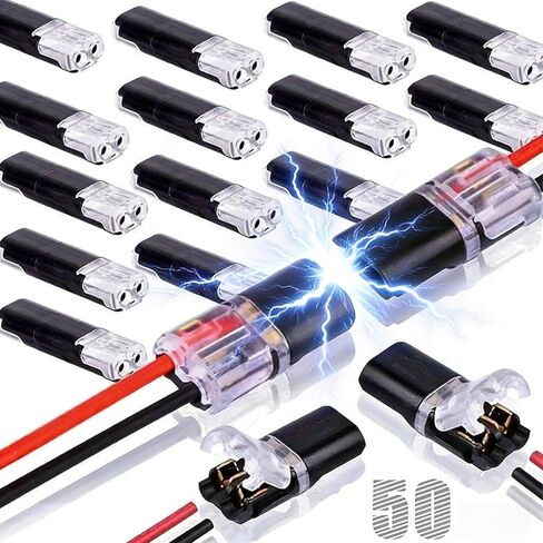 50Pcs Double-Wire Plug-in Connector with Locking Buckle, Quick-Clip Fasteners, Multi-Purpose Snap-On Blocks for Strip Lights DIY Crafting, Low Voltage Wire Connectors in Saudi Arabia