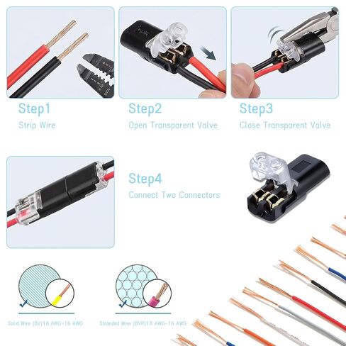 50Pcs Double-Wire Plug-in Connector with Locking Buckle, Quick-Clip Fasteners, Multi-Purpose Snap-On Blocks for Strip Lights DIY Crafting, Low Voltage Wire Connectors in Saudi Arabia