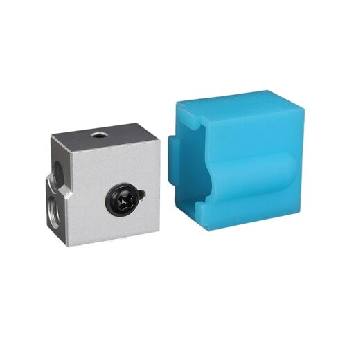 3D Printer Parts Aluminium Heating Block Hot End Heater for Hotend of Extruder with Silicone Socks(V-Silve Sock-Brass,2PCS) in Kuwait