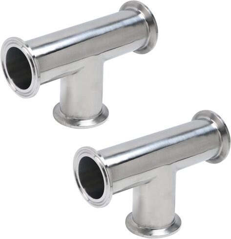 Crapyt 2 Pcs Clamps Tee 3 Way 304 Stainless Steel Sanitary Fitting Fits 1.5" Tri-clamp, T-shaped Tri Clamp Tube for Welded Pipe (38mm Pipe OD,Sliver) in Saudi Arabia
