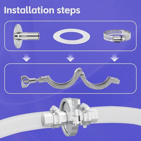 2 Pack 1.5" Tri Clamp to 1" Barb Fitting Stainless Steel Adapter Sanitary Hose Barb Fittings with 2pc Silicone Gasket and Hose Clamp (1 Inch Hose Barb) in Saudi Arabia