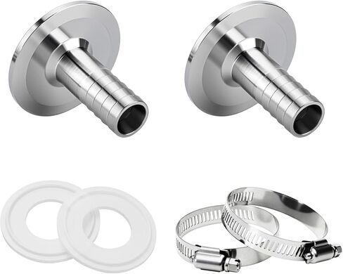 2 حزمة 1.5 "ثلاثي المشبك إلى 1" بارب تركيب الفولاذ المقاوم للصدأ محول تركيبات خرطوم صحي مع 2 قطعة حشية سيليكون ومشبك خرطوم (1 بوصة خرطوم بارب) in Kuwait