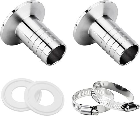 2 Pack 1.5" Tri Clamp to 1" Barb Fitting Stainless Steel Adapter Sanitary Hose Barb Fittings with 2pc Silicone Gasket and Hose Clamp (1 Inch Hose Barb) in Saudi Arabia