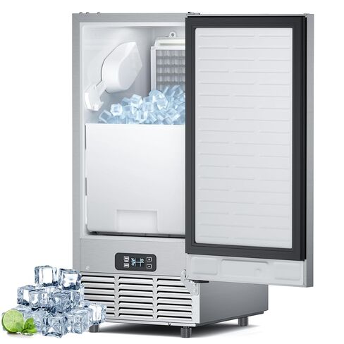 Commercial Under Counter Ice Maker Machine 15" Wide, 85 lbs/Day,Stainless Steel Built-in Freestanding Ice Maker with 30 lbs Storage Bin, Under Cabinet Ice Machine for Home Commercial Use in Kuwait