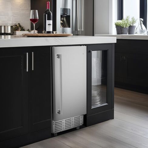 Commercial Under Counter Ice Maker Machine 15" Wide, 85 lbs/Day,Stainless Steel Built-in Freestanding Ice Maker with 30 lbs Storage Bin, Under Cabinet Ice Machine for Home Commercial Use in Kuwait