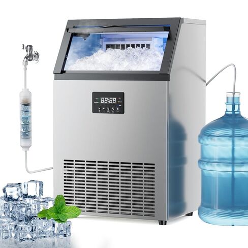 Commercial Ice Maker Machine 150 Lbs/24H Stainless Steel, with 50Lbs Storage Bin, Under Counter Freestanding Ice Maker, 55 Ice Cubes in 8-15 Minutes for Home & Commercial in Kuwait