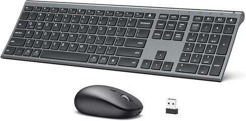 iClever DK03 Bluetooth Keyboard and Mouse, Rechargeable Dual-Mode (Bluetooth 4.2 + 2.4G) Wireless Keyboard and Mouse Combo, Ultra-Slim Multi-Device Keyboard for Mac, iPad, Apple, Android, Windows in Kuwait