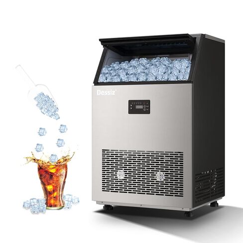 Commercial Ice Maker, 130Lbs/24H, 8-15 mins Fast Ice,Self-Cleaning & Quiet Operation, 40Lbs Large Storage, Under Counter Stainless Steel Ice Machine for Home Bar & Restaurant in Saudi Arabia